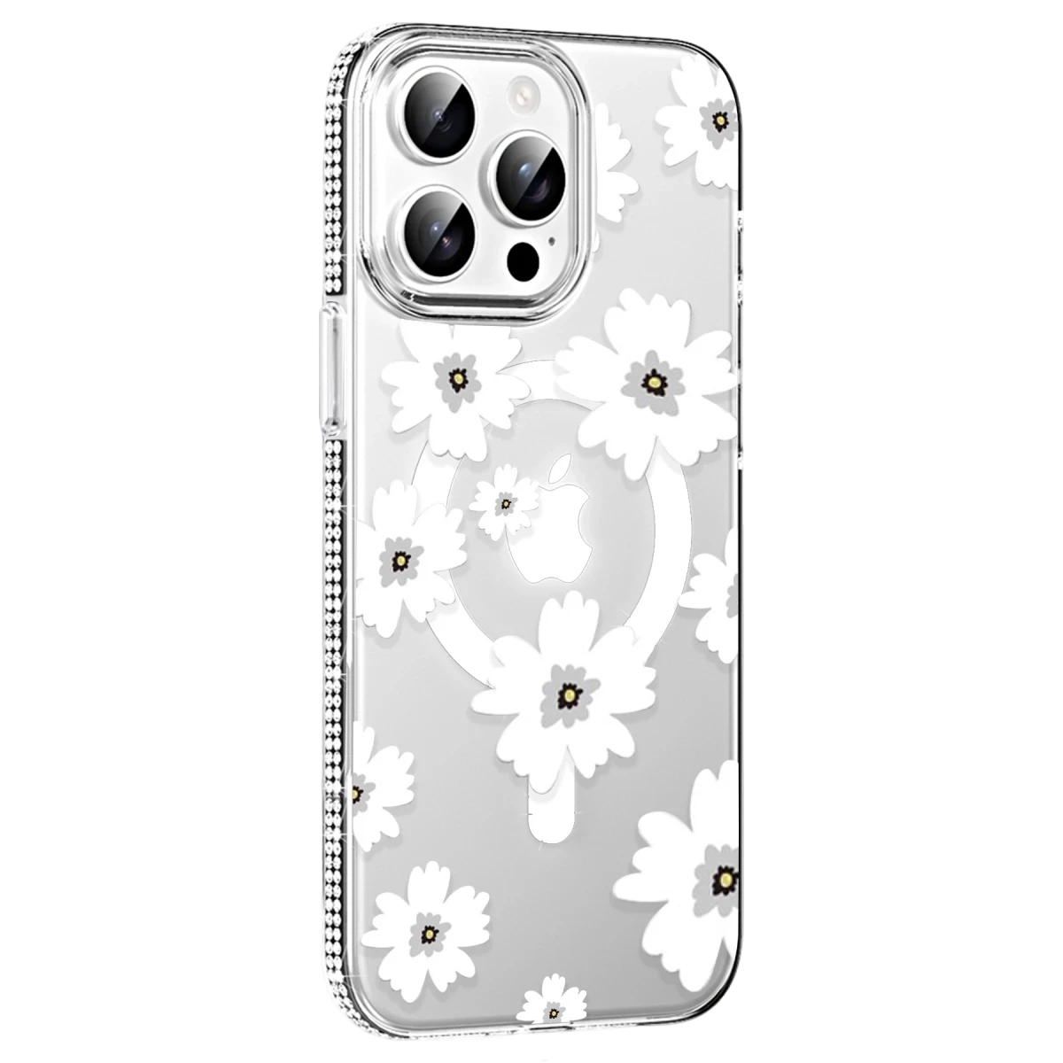 Joko Apple iPhone 15 Pro Floral Magsafe Kapak - Beyaz