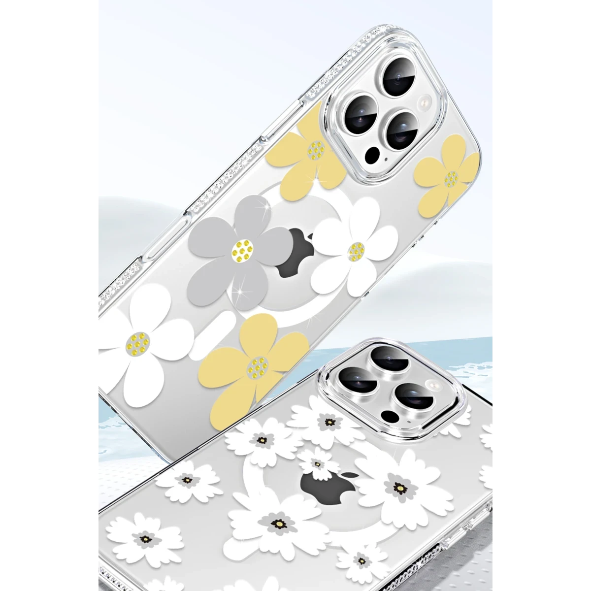Joko Apple iPhone 15 Pro Max Floral Magsafe Kapak - Beyaz