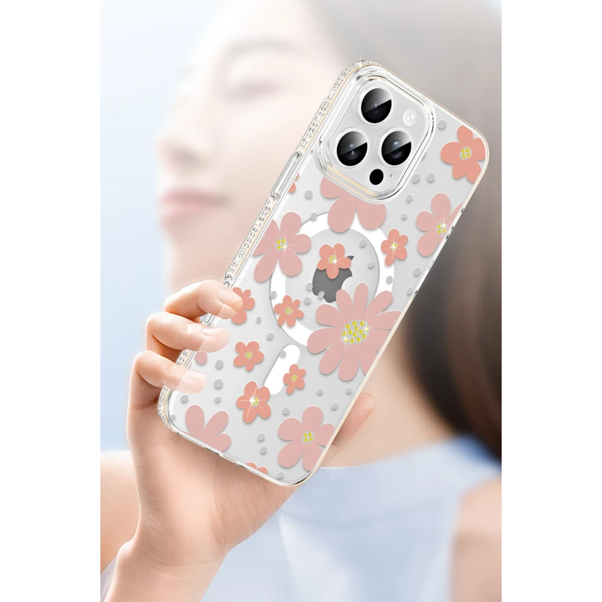Joko Apple iPhone 16 Pro Max Floral Magsafe Kapak - Pembe