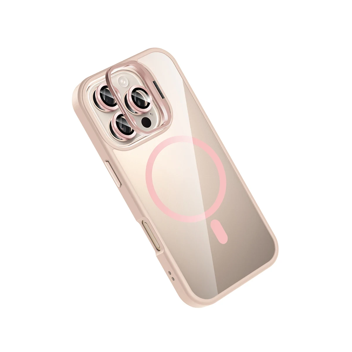 Joko Apple iPhone 16 Pro Max Remim Lensli Magsafe Standlı Kapak - Pembe