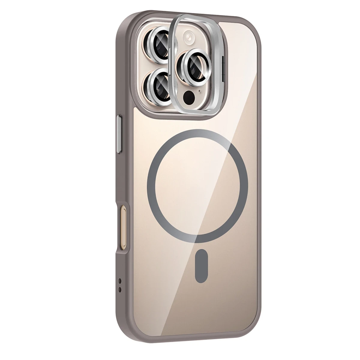 Joko Apple iPhone 16 Pro Max Remim Lensli Magsafe Standlı Kapak - Titan Gri