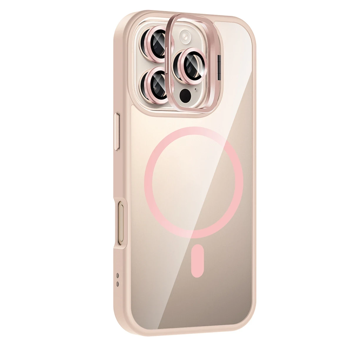 Joko Apple iPhone 16 Pro Remim Lensli Magsafe Standlı Kapak - Pembe