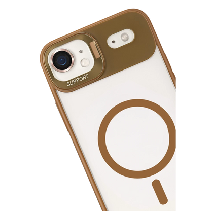 Joko Apple iPhone 17 Air Remim Lensli Magsafe Standlı Kapak - Kahverengi