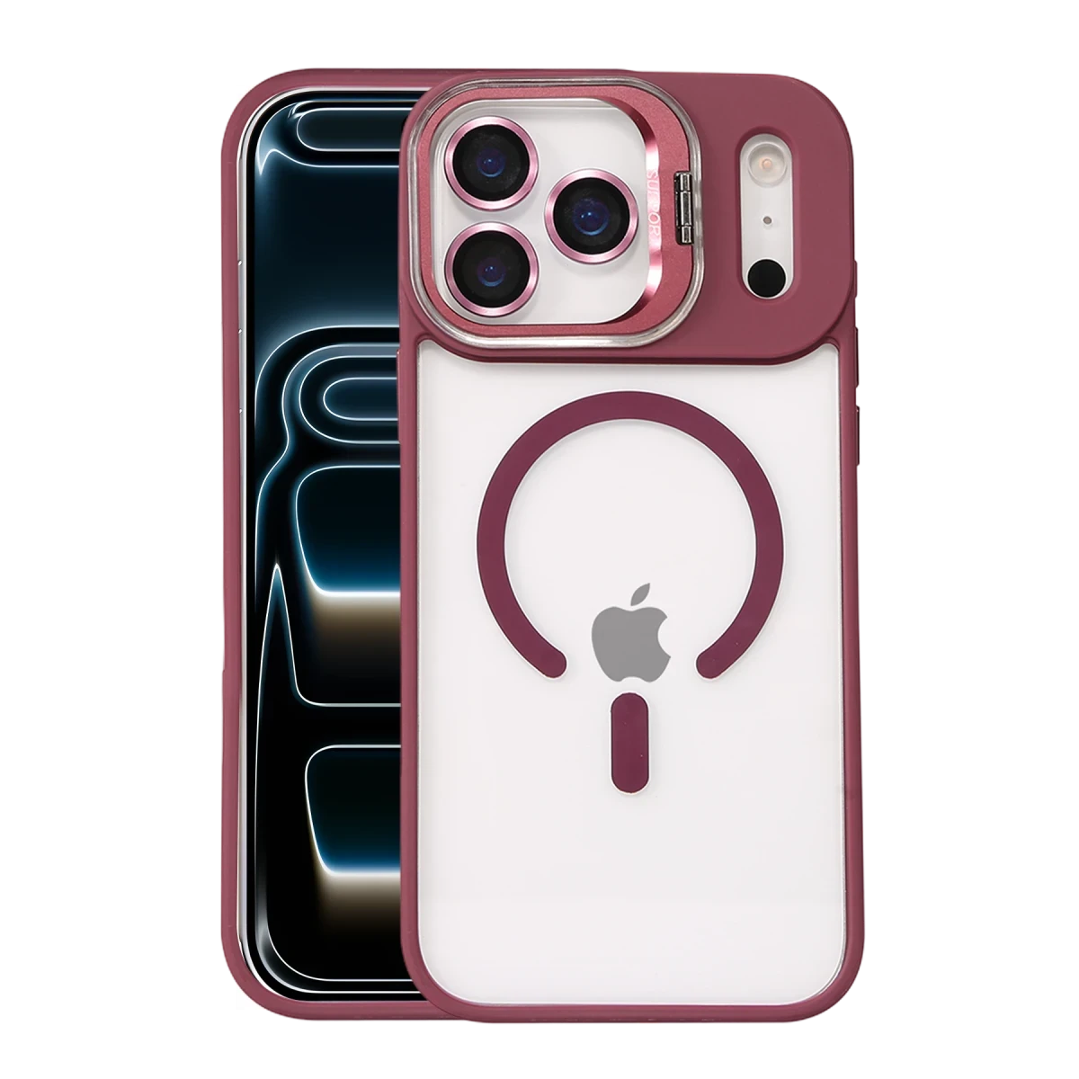 Joko Apple iPhone 17 Pro Remim Lensli Magsafe Standlı Kapak - Bordo
