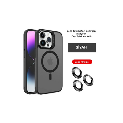 Joko Apple iPhone 14 Pro Kılıf Flet Lens Magsafe Kapak - Siyah