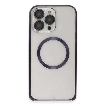 Joko Apple iPhone 14 Pro Kılıf Metal Bumper Magneticsafe Kapak - Derin Mor