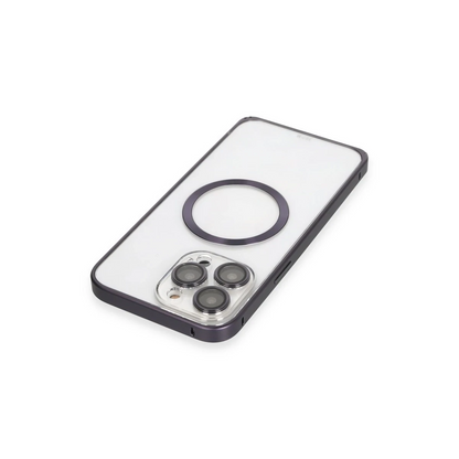 Joko Apple iPhone 14 Pro Kılıf Metal Bumper Magneticsafe Kapak - Derin Mor