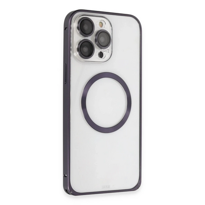 Joko Apple iPhone 14 Pro Kılıf Metal Bumper Magneticsafe Kapak - Derin Mor