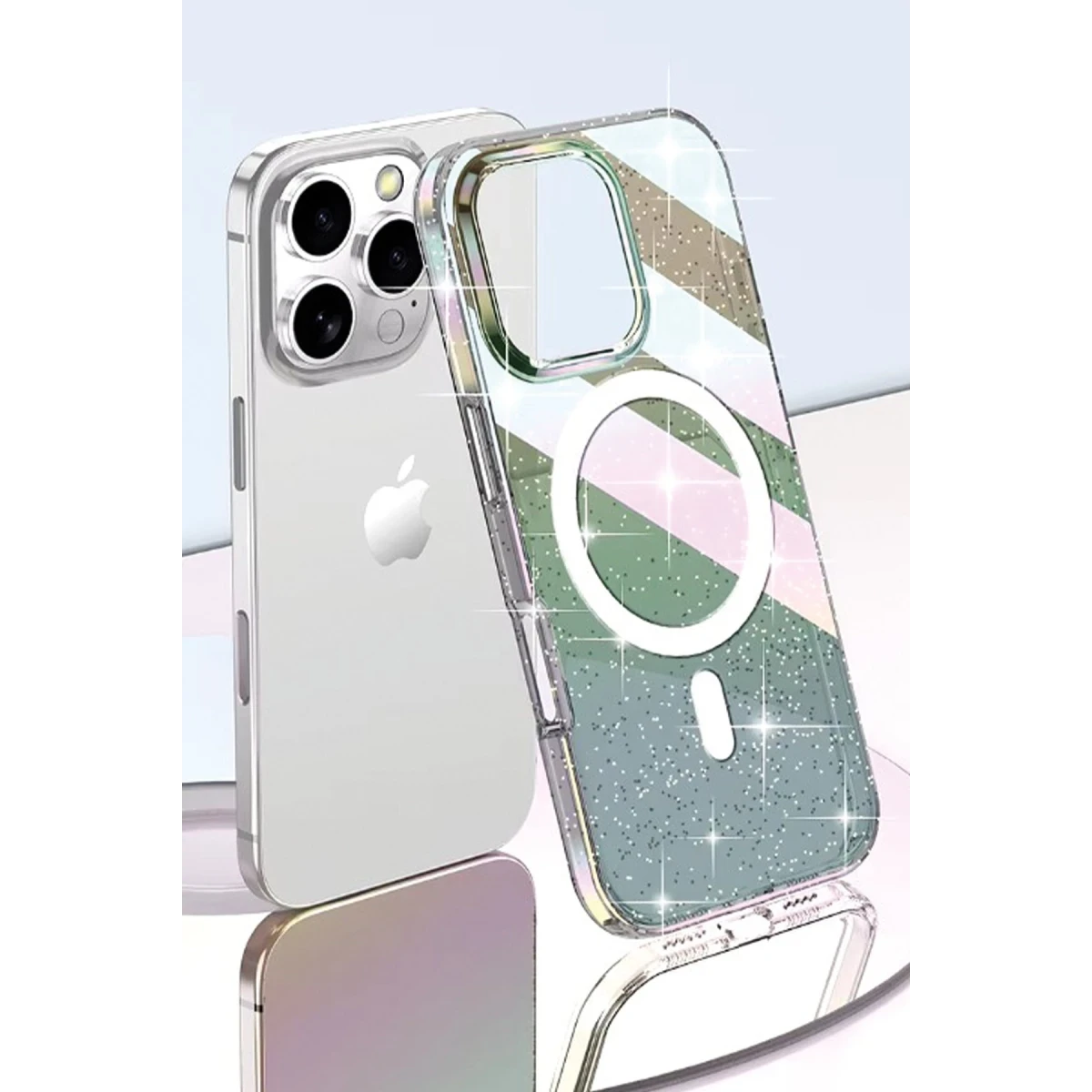 Joko Apple iPhone 14 Pro Max Rasasi Simli Magsafe Kapak - Şeffaf