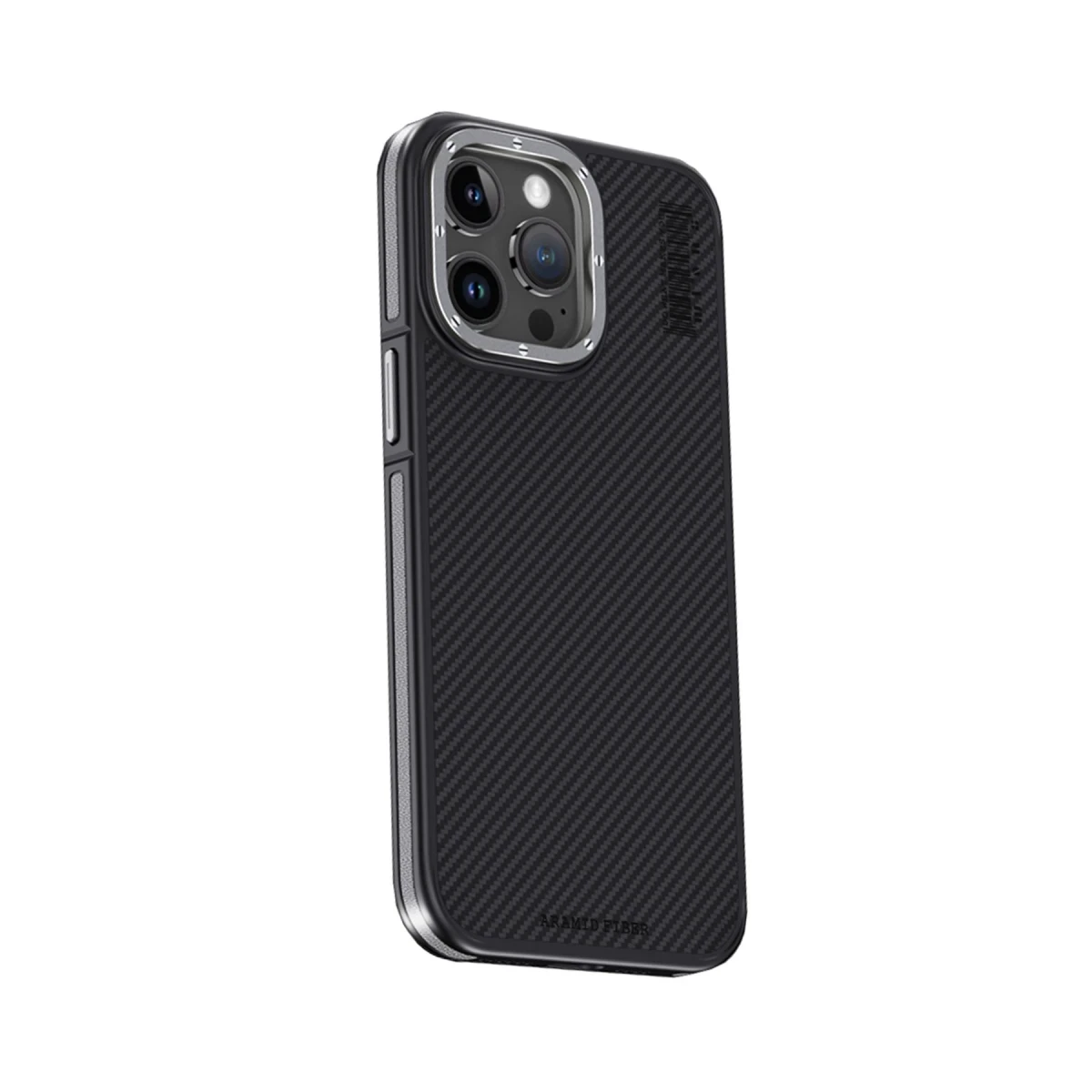 Joko Apple iPhone 15 Pro Kılıf Aramid 600D Kevlar Karbon Fiber Magsafe Kapak - Gri