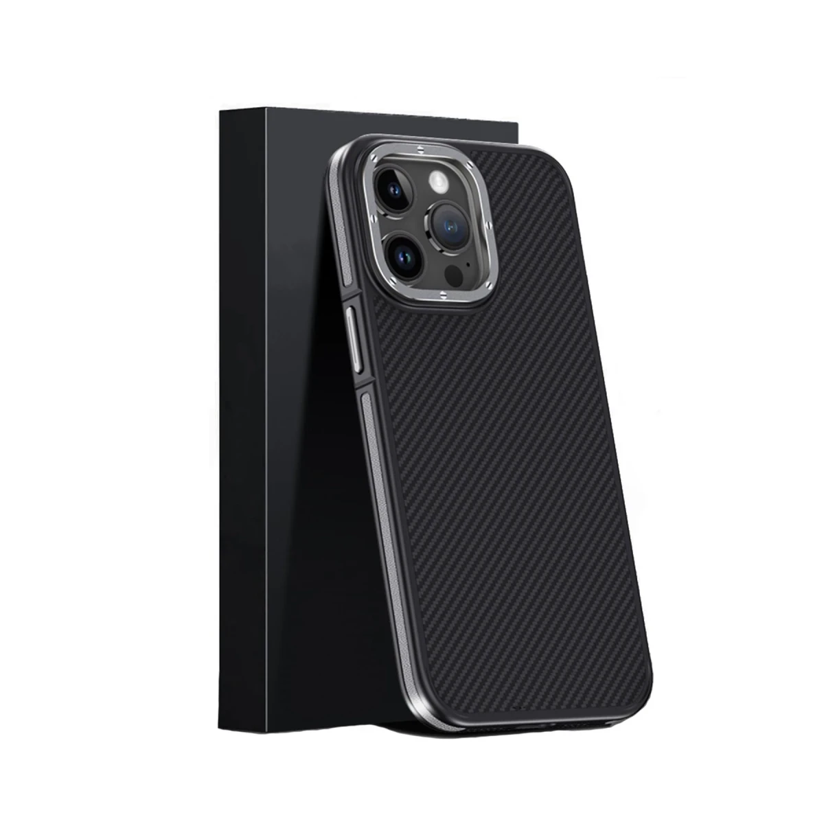 Joko Apple iPhone 15 Pro Kılıf Aramid 600D Kevlar Karbon Fiber Magsafe Kapak - Gri