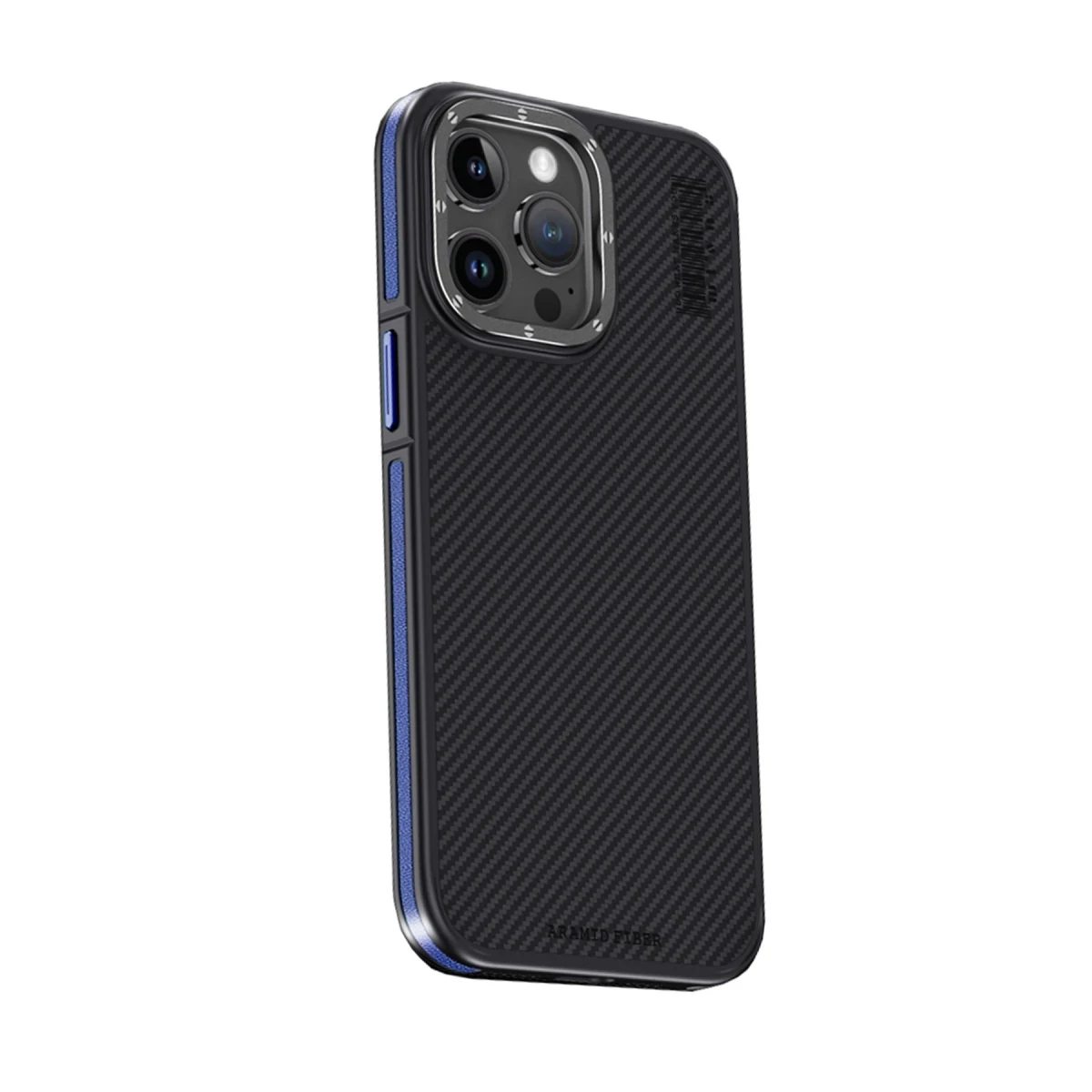 Joko Apple iPhone 15 Pro Kılıf Aramid 600D Kevlar Karbon Fiber Magsafe Kapak - Lacivert