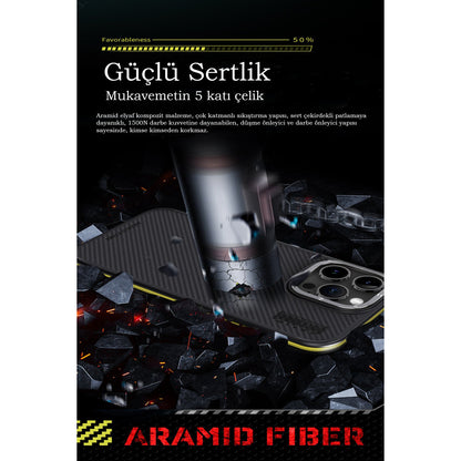 Joko Apple iPhone 15 Pro Max Kılıf Aramid 600D Kevlar Karbon Fiber Magsafe Kapak