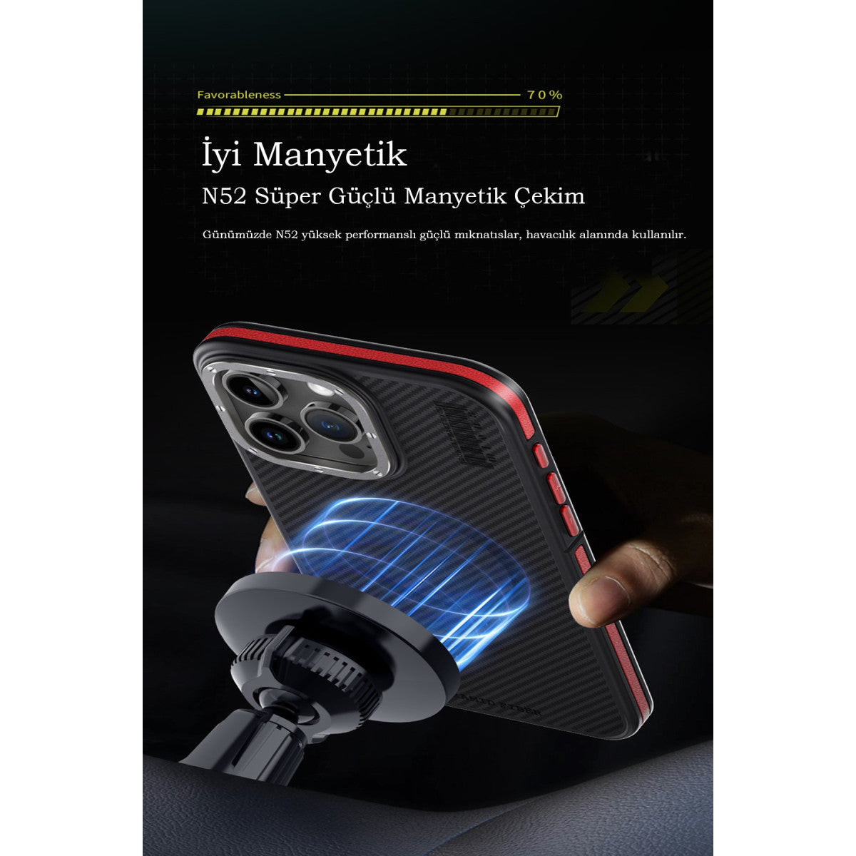 Joko Apple iPhone 15 Pro Max Kılıf Aramid 600D Kevlar Karbon Fiber Magsafe Kapak