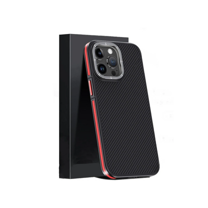 Joko Apple iPhone 15 Pro Max Kılıf Aramid 600D Kevlar Karbon Fiber Magsafe Kapak - Kırmızı