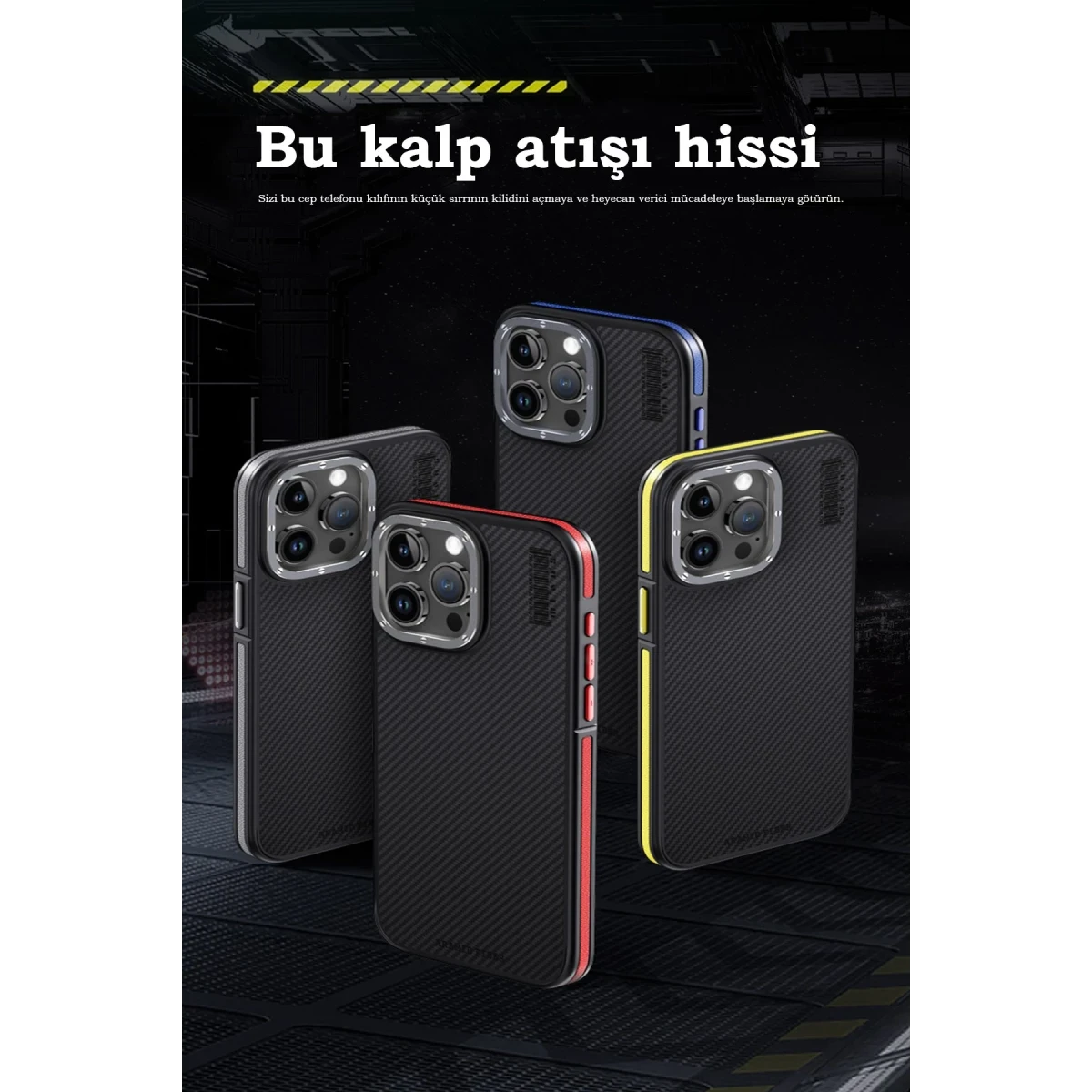 Joko Apple iPhone 15 Pro Max Kılıf Aramid 600D Kevlar Karbon Fiber Magsafe Kapak - Lacivert