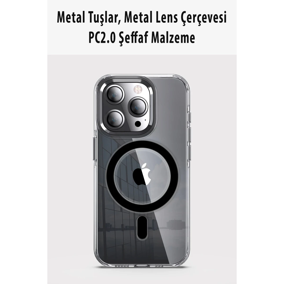Joko Apple iPhone 15 Pro Max Kılıf Crystal Magsafe Kapak - Şeffaf