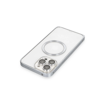 Joko Apple iPhone 15 Pro Max Kılıf Metal Bumper Magneticsafe Kapak - Gri