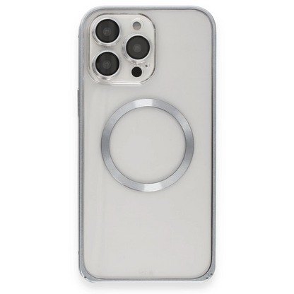 Joko Apple iPhone 15 Pro Max Kılıf Metal Bumper Magneticsafe Kapak - Gri