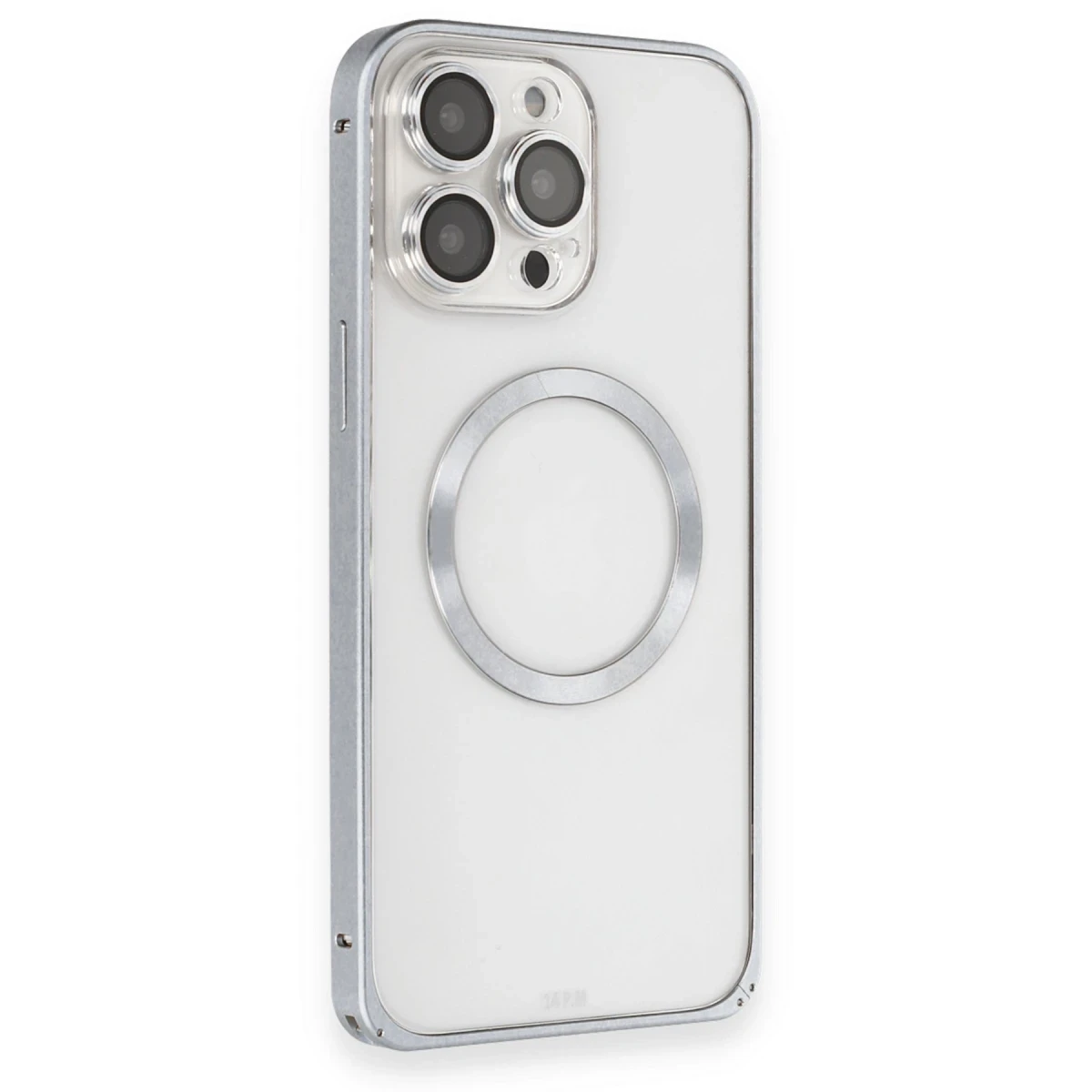 Joko Apple iPhone 15 Pro Max Kılıf Metal Bumper Magneticsafe Kapak - Gri