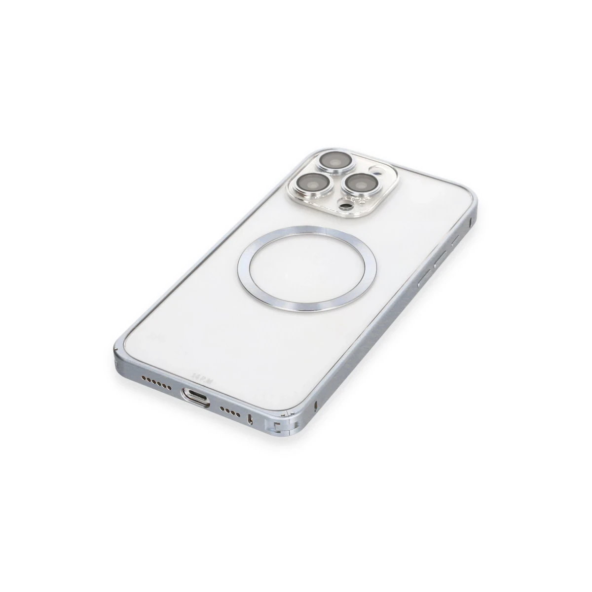 Joko Apple iPhone 15 Pro Max Kılıf Metal Bumper Magneticsafe Kapak - Gri