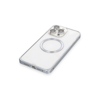 Joko Apple iPhone 15 Pro Max Kılıf Metal Bumper Magneticsafe Kapak - Gri