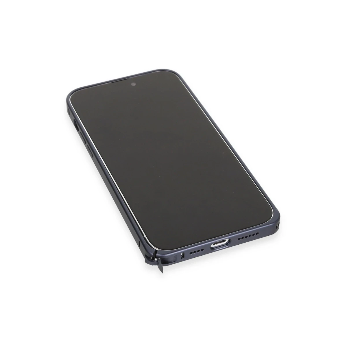 Joko Apple iPhone 15 Pro Max Kılıf Metal Bumper Magneticsafe Kapak - Lacivert