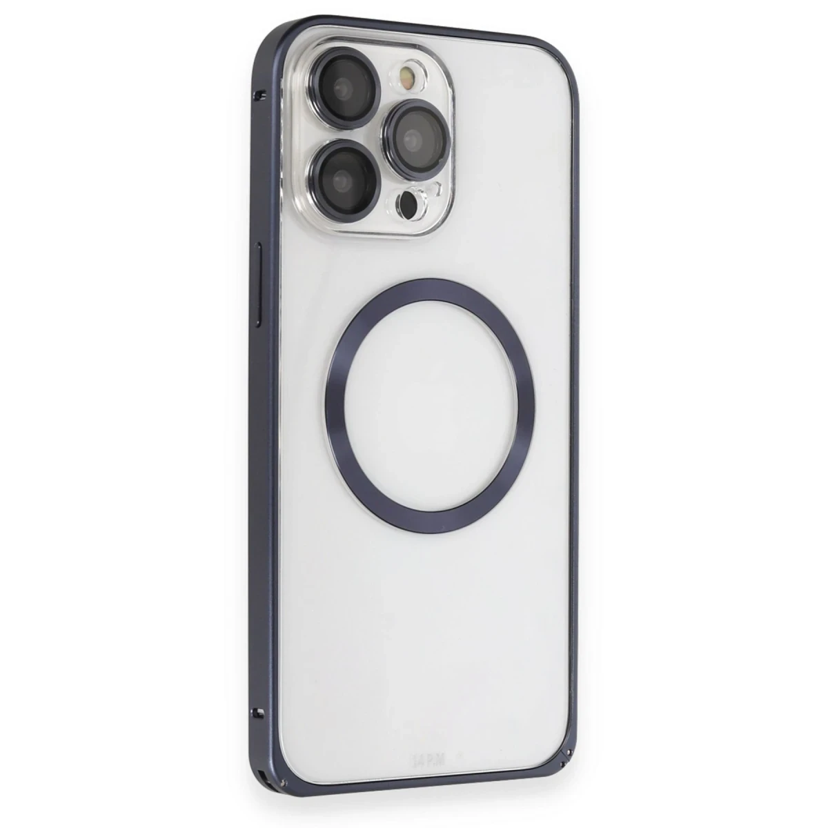 Joko Apple iPhone 15 Pro Max Kılıf Metal Bumper Magneticsafe Kapak - Lacivert