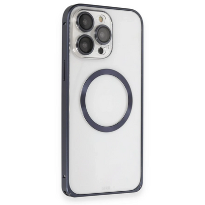 Joko Apple iPhone 15 Pro Max Kılıf Metal Bumper Magneticsafe Kapak - Lacivert