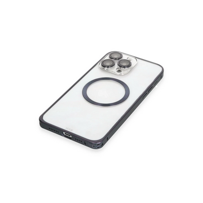 Joko Apple iPhone 15 Pro Max Kılıf Metal Bumper Magneticsafe Kapak - Lacivert