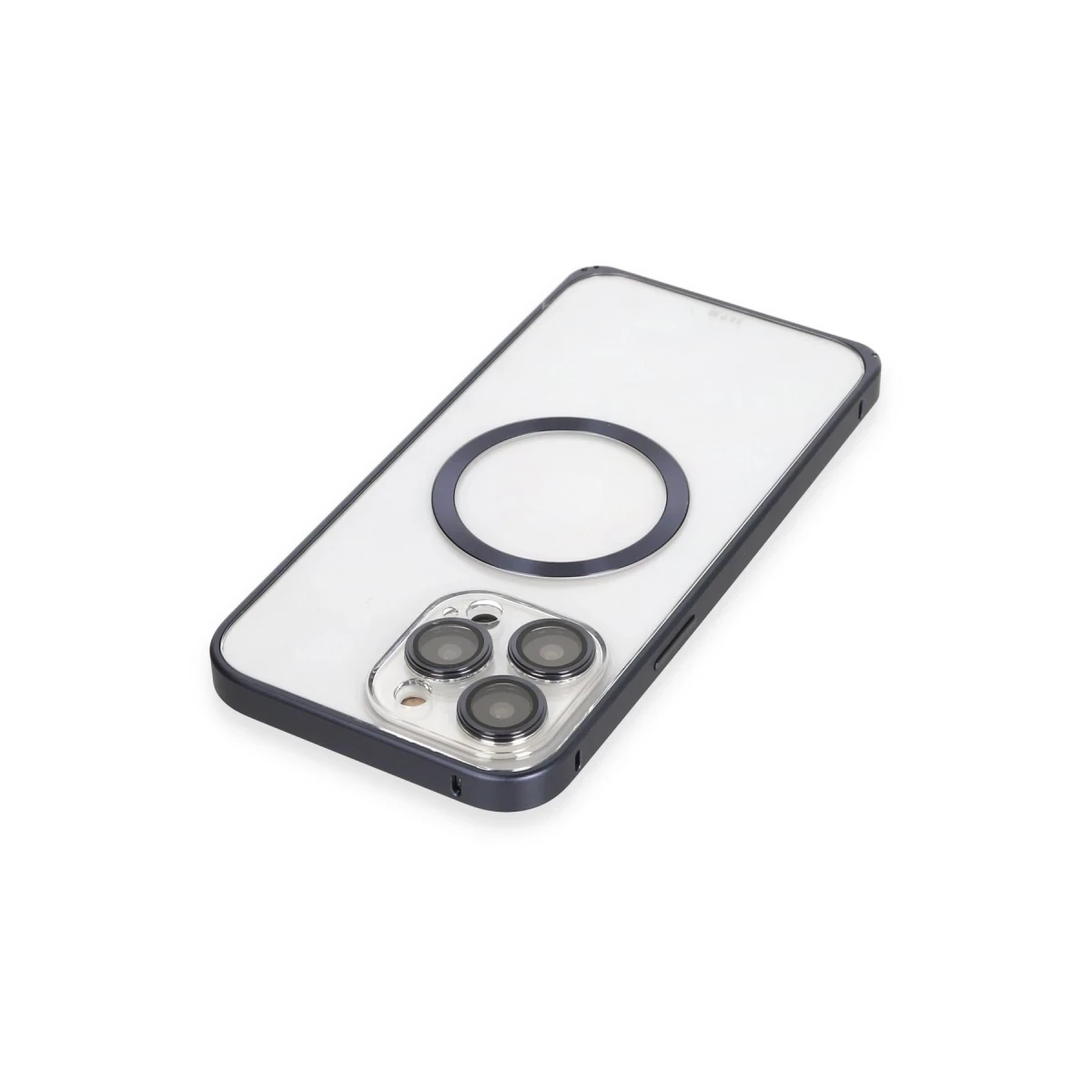 Joko Apple iPhone 15 Pro Max Kılıf Metal Bumper Magneticsafe Kapak - Lacivert
