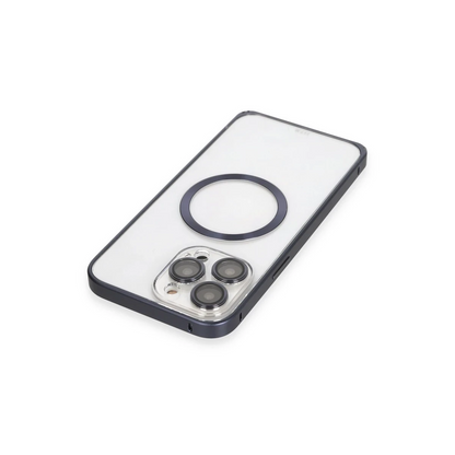 Joko Apple iPhone 15 Pro Max Kılıf Metal Bumper Magneticsafe Kapak - Lacivert