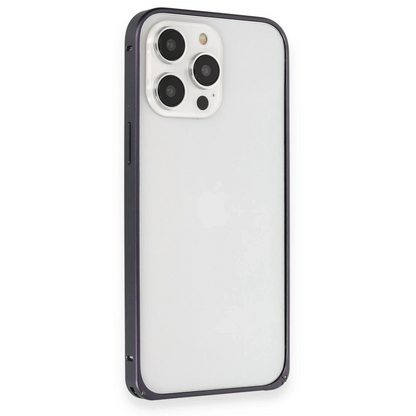 Joko Apple iPhone 15 Pro Max Kılıf Metal Bumper Magneticsafe Kapak - Lacivert