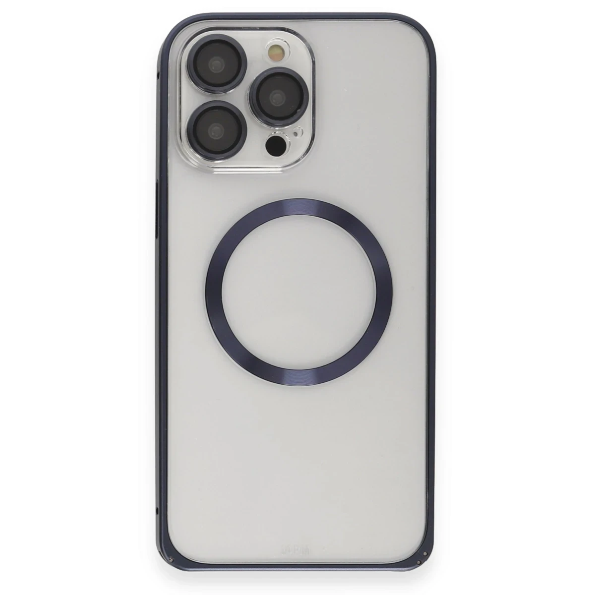 Joko Apple iPhone 15 Pro Max Kılıf Metal Bumper Magneticsafe Kapak - Lacivert