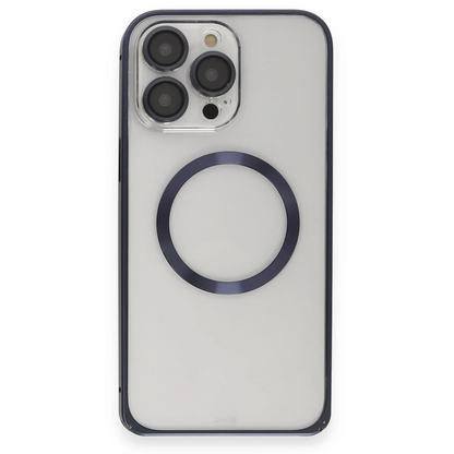 Joko Apple iPhone 15 Pro Max Kılıf Metal Bumper Magneticsafe Kapak - Lacivert
