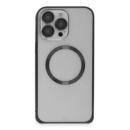 Joko Apple iPhone 15 Pro Max Kılıf Metal Bumper Magneticsafe Kapak - Siyah