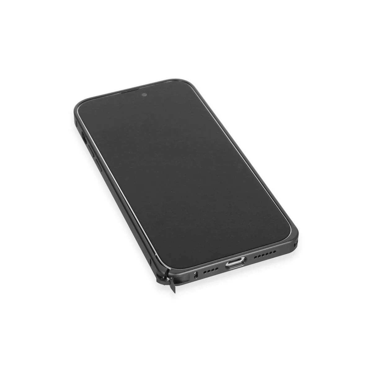 Joko Apple iPhone 15 Pro Max Kılıf Metal Bumper Magneticsafe Kapak - Siyah