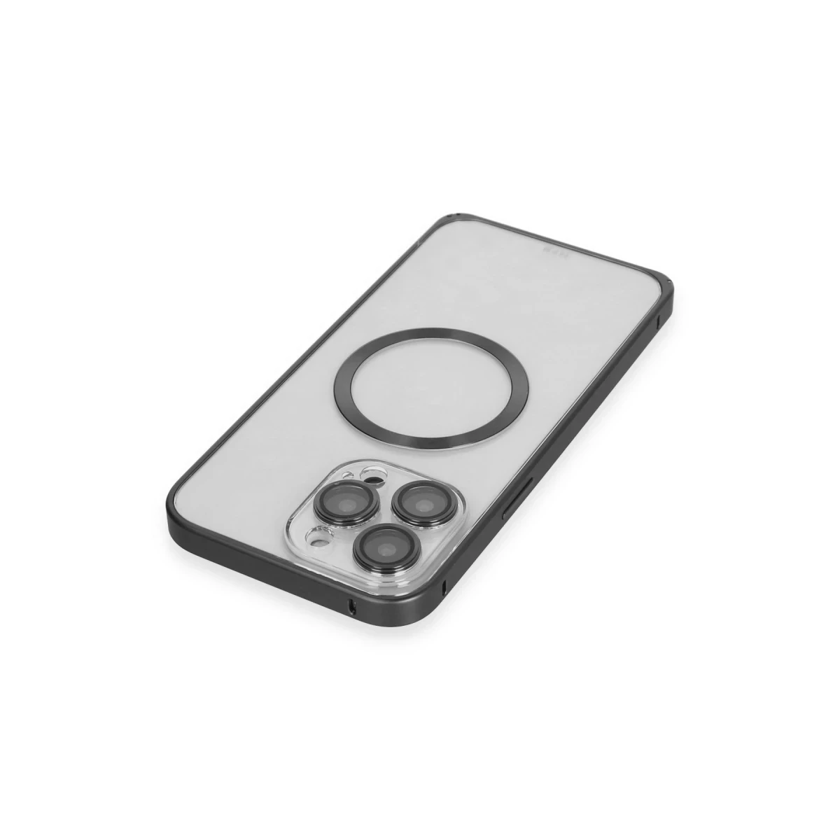 Joko Apple iPhone 15 Pro Max Kılıf Metal Bumper Magneticsafe Kapak - Siyah