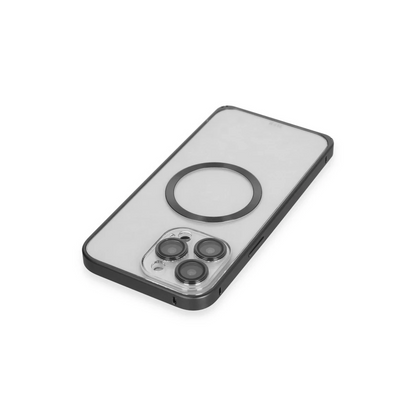Joko Apple iPhone 15 Pro Max Kılıf Metal Bumper Magneticsafe Kapak - Siyah