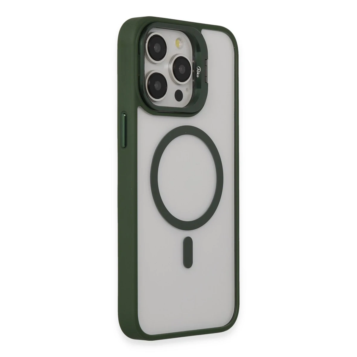 Joko Apple iPhone 15 Pro Max Kılıf Roblox Lens Magsafe Standlı Kapak - Koyu Yeşil