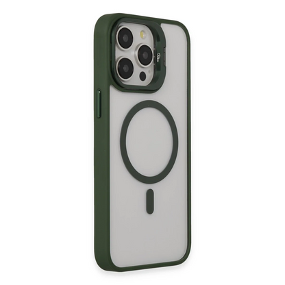 Joko Apple iPhone 15 Pro Max Kılıf Roblox Lens Magsafe Standlı Kapak - Koyu Yeşil