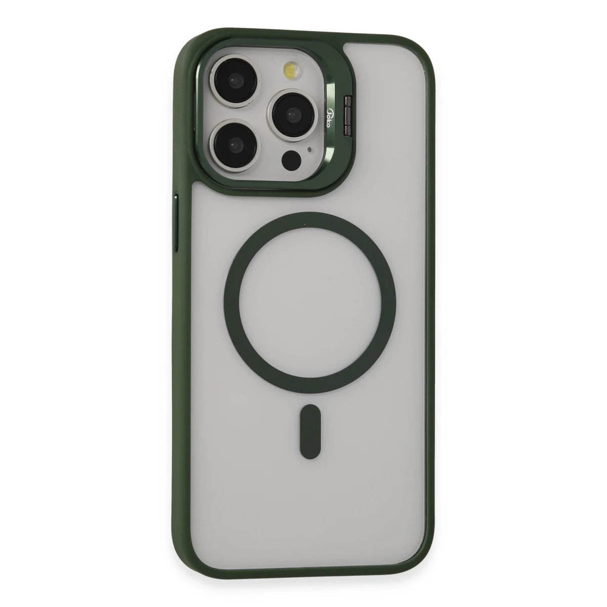 Joko Apple iPhone 15 Pro Max Kılıf Roblox Lens Magsafe Standlı Kapak - Koyu Yeşil