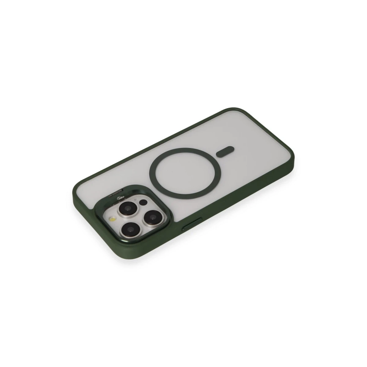 Joko Apple iPhone 15 Pro Max Kılıf Roblox Lens Magsafe Standlı Kapak - Koyu Yeşil