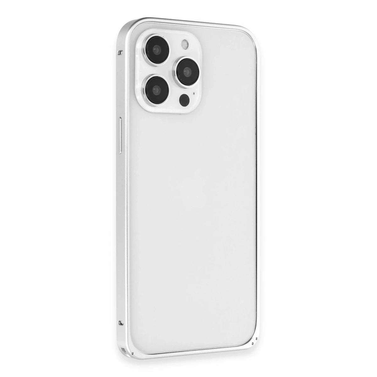 Joko Apple iPhone 15 Pro Max Metal Bumper Mat Kapak - Gümüş
