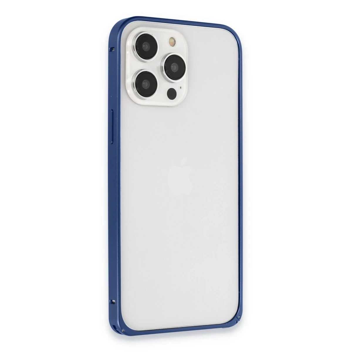 Joko Apple iPhone 15 Pro Max Metal Bumper Mat Kapak - Lacivert