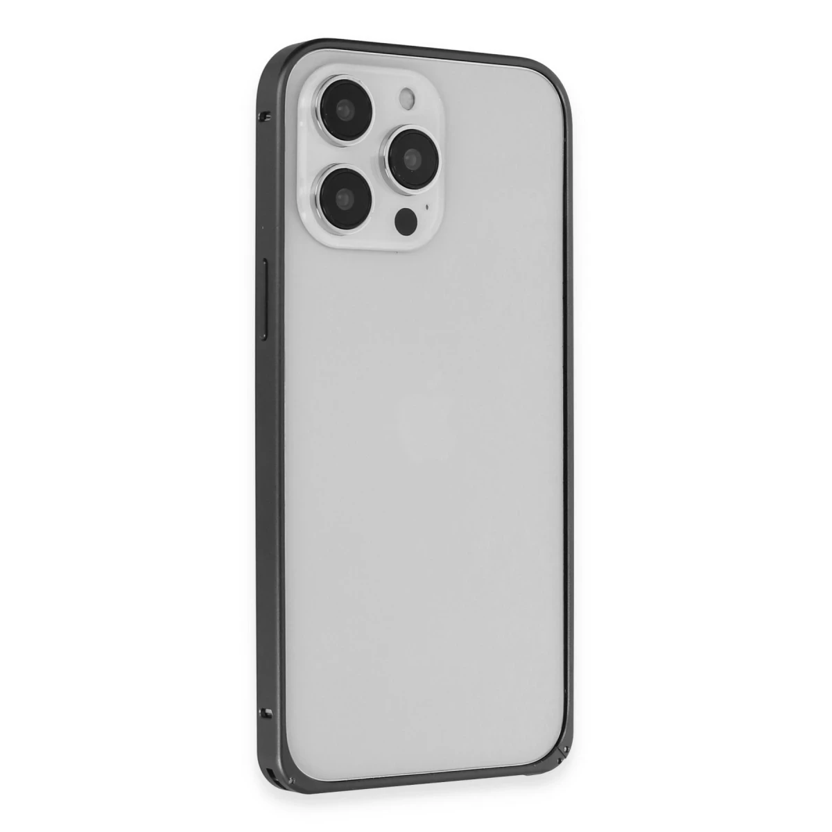 Joko Apple iPhone 15 Pro Max Metal Bumper Mat Kapak - Siyah