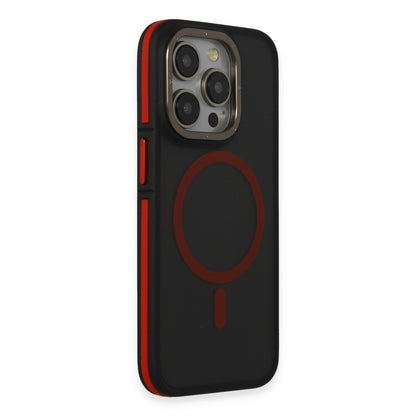Joko Apple iPhone 15 Pro Max Rocky Magsafe Kapak - Siyah-Kırmızı