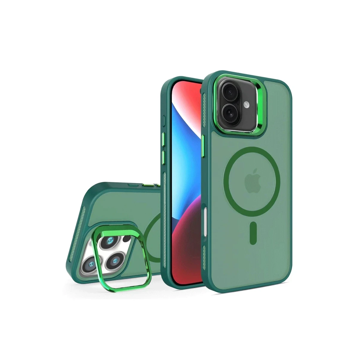 Joko Apple iPhone 16 Plus Flet Lens Magsafe Kapak - Koyu Yeşil