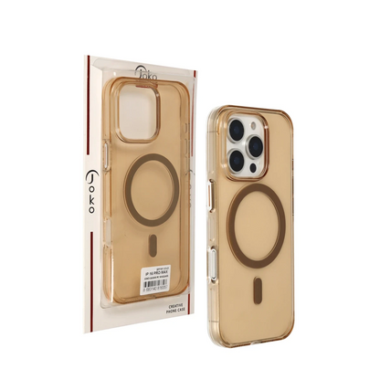 Joko Apple iPhone 16 Pro Max Gleam PC Sert Magsafe Kılıf - Şeffaf-Gold