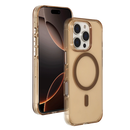 Joko Apple iPhone 16 Pro Max Gleam PC Sert Magsafe Kılıf - Şeffaf-Gold